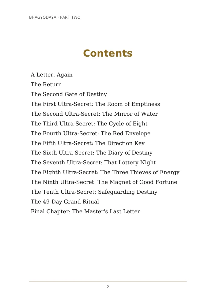 Contents, PDF page 2 of Bhagyoday Part 2
